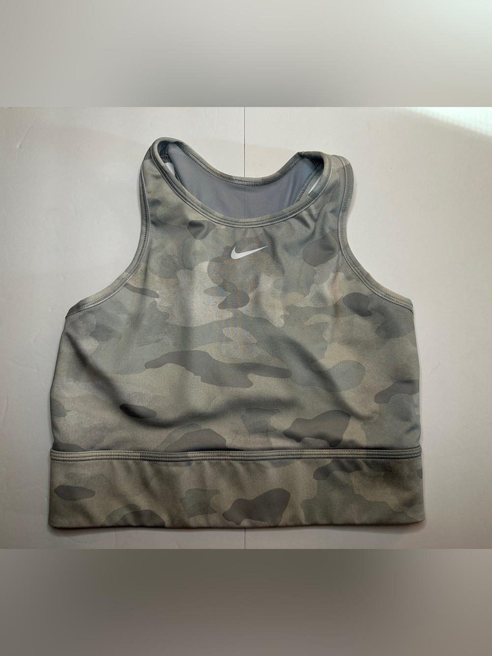 Nike Gray Camo High-Neck Sports Bra Size Large